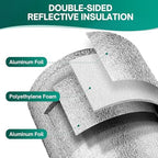 Window Insulation for Summer Heat, Reflective Insulation Roll 24 in X 10 Feet, Double-Sided Aluminum Foam Core Radiant Barrier Kit with Tape for RV Windows Door