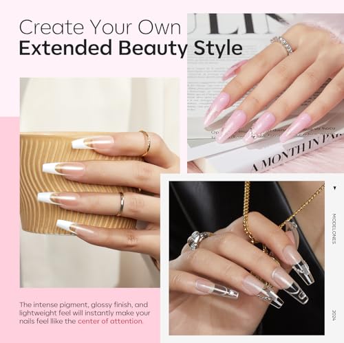 modelones Acrylic Nail Kit - Clear/White/Pink Acrylic Powder and Liquid Set with Acrylic Nail Brush, Nail Dehydrator and Primer, Starter Kit for Acrylic Nail Extension Beginners for Women Gifts