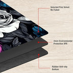 Playmats for Magic: The Gathering MTG Card Game Mat Plus 50 Pcs Card Sleeves, 24 x 14 inch TCG Mat with Stitched Edge for Commander Deck Duskmourn Board Game, Blue White Purple Roses