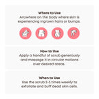 Bushbalm Ingrown Hair Exfoliating Scrub – Pre-Shave Sugar Scrub for Ingrown Hairs, Razor Bumps & Dry Skin – Gently Buffs & Soothes Sensitive Skin - Watermelon Sugar 236ml