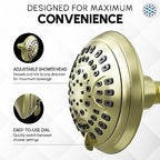 Luxury Spa Series Shower Head, 6 Spray Setting, 4.5 Inch Adjustable High Pressure Shower Head Fixture for Hard Water, 360-Degree Tilt Massage Shower System - Brushed Gold Shower Head