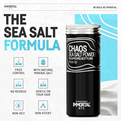 Immortal NYC 'Chaos' SEA SALT' TEXTURE/VOLUME POWDER- Flexible Extra Strong Hold - Natural Matte Look - 0.7oz/20gr (1 jar not 3)