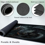 for MTG Game Playmat, for Magic TCG Rubber Play mat,Tabletop Card Playmats with Smooth Surface,Trading Card Inked Game Mat,Battle Game,Dragon in Black