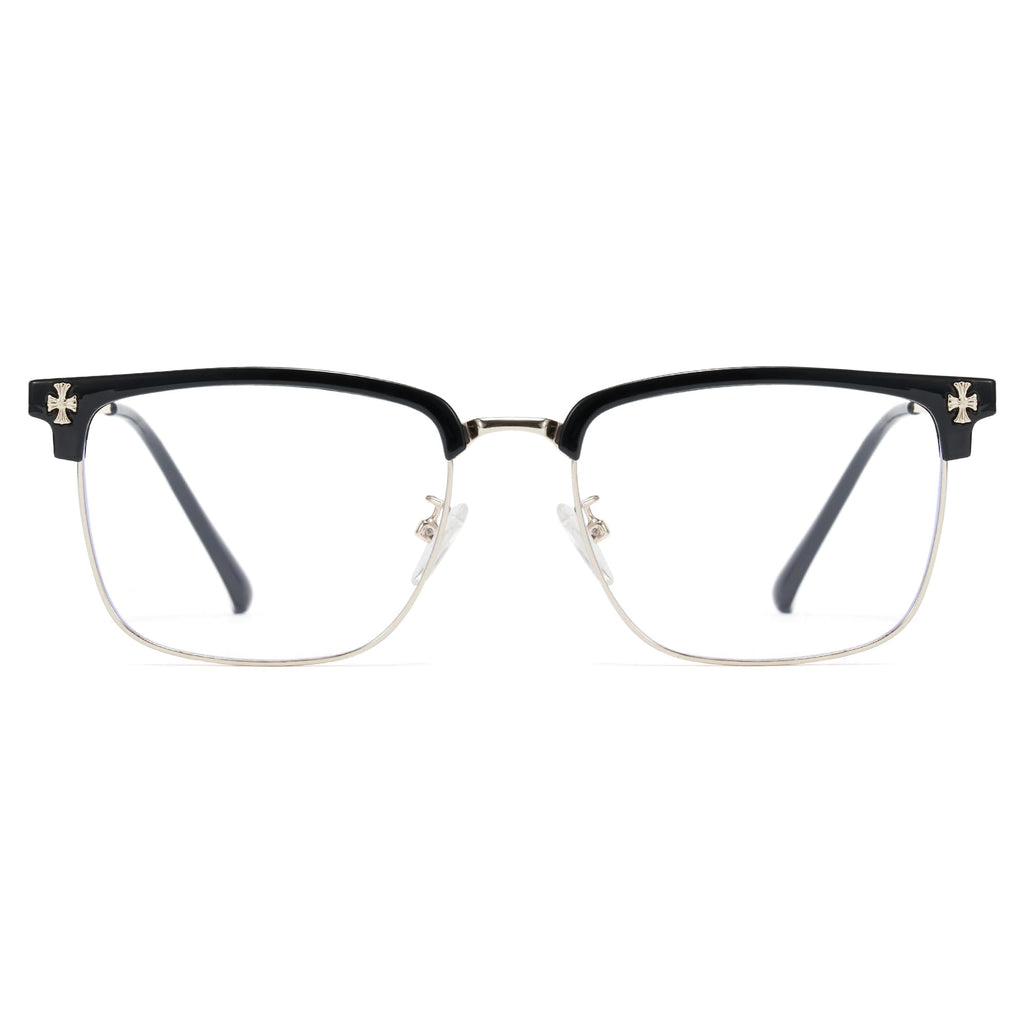 Cyxus Retro Blue Light Glasses Men - Square TR90 Metal Blowline Frame Stylish Trendy for Computer Daily Work 8252