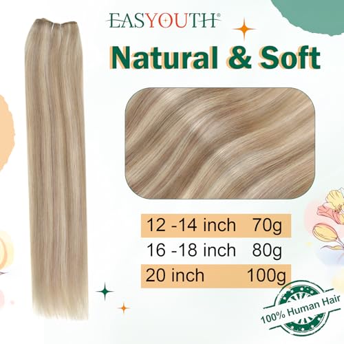 Easyouth Ash Blonde Human Hair Wire Extensions Fish Wire Hair Extensions Human Hair Fish Line Hair Extensions Ash Blonde Mix Bleach Blonde Layered Wire Hair Extensions Human Hair 20 inch 100g