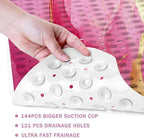Marble Bath Tub Mat Non Slip, Pink Marble Non Slip Bath Mat for Shower, Large Washable Shower mats for Showers with Drain Holes and Suction Cups,40 X 16 Inch