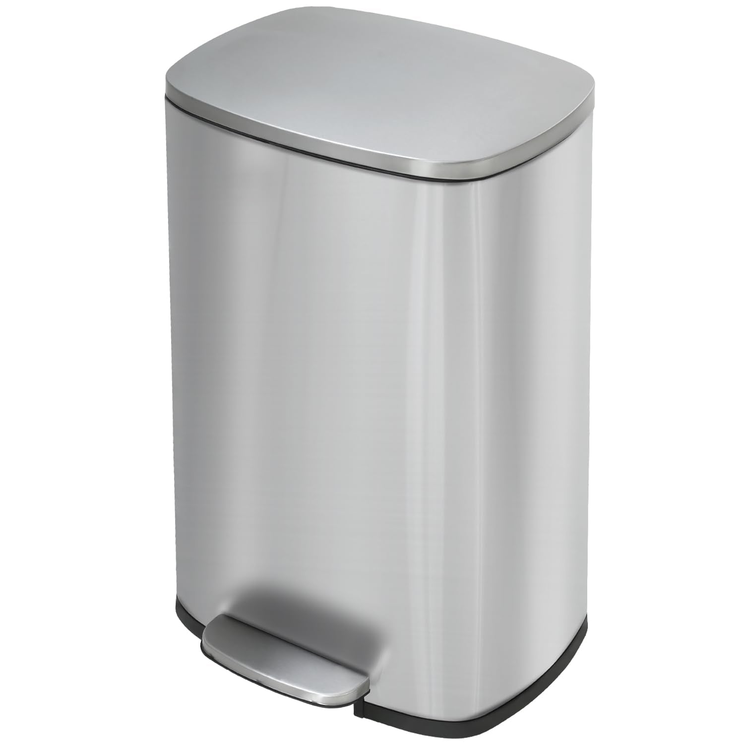 BestMassage 13 Gallon (50L) Stainless Steel Trash Can with Lid, Removable Inner Bucket, Foot Pedal, Soft Close for Home, Kitchen, Office