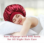 2pcs Bonnet for Men, Bonnets for Women, Satin Silk Hair Bonnet for Sleeping, Reversible Double Layer Wide Band Sleep Cap for Curly Hair Braids
