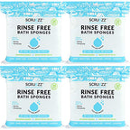 Scrubzz Disposable No Rinse Bathing Wipes - All-in-1 Single Use Shower Wipes, Simply Dampen, Lather, and Dry Without Shampoo or Rinsing (Unscented, 4-Pack)