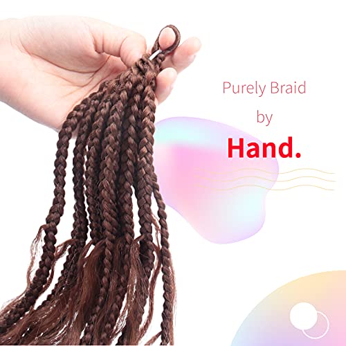 Niseyo Goddess Box Braids Crochet Hair 14 Inch 8 Packs Short Crochet Box Braids Pre Looped Curly Ends Boho Style Synthetic Hair (30#/Medium Dark Brown)