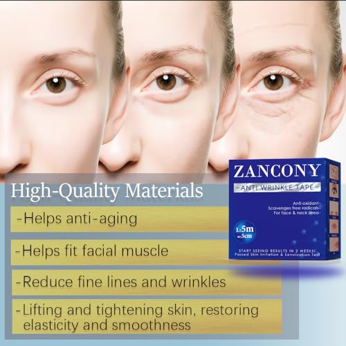 Anti-Wrinkle Tape Facial Myofascial Lift-Smoothes Wrinkles Suits for All Parts of The Face and Neck - Forehead Fines Nasolabial Folds Crow's Feet Necklines etc, 2.5CM*2Rolls