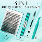 GEMERRY Thick Lash Clusters Kit Fluffy Lash Extension Kit Cluster Lashes 280Pcs D Curl Eyelash Extension Kit With Bond and Seal, Lash Tweezers, DIY Lash Extension(100P-8-16mm)