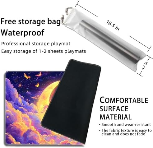 MTG Playmat Magic Card Playmat Game Mat,TCG & CCG Card Games Mat with Free Storage Bags Size 24 x 14 Inches (No with Zones,Moon5)