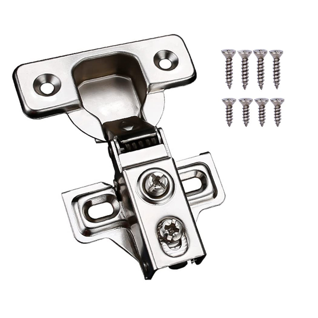 KONIGEEHRE 2 Pack Soft Close Cabinet Door Hinges for 1/2" Partial Overlay Cupboard, 100 Degree Opening Angel, Stainless Concealed Kitchen Cabinet Hinges with Mounting Screws and Manual