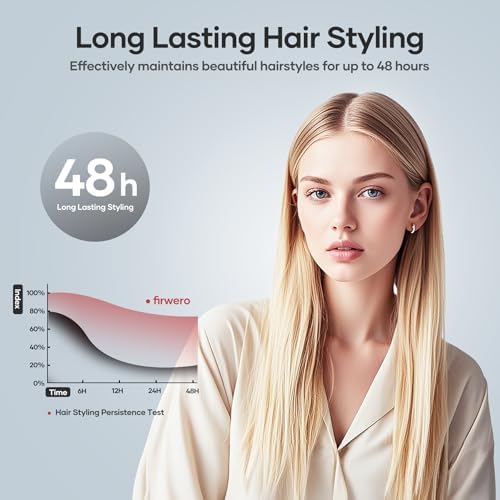 Hair Straightener Brush Straightening Comb - Ionic Heated Brush Straightener for Women, Plus 3x Dense Bristles Ceramic Styler for Thick Curly Hair, 16 Temps, 2 in 1 Flat Iron Brush Dual Voltage Travel