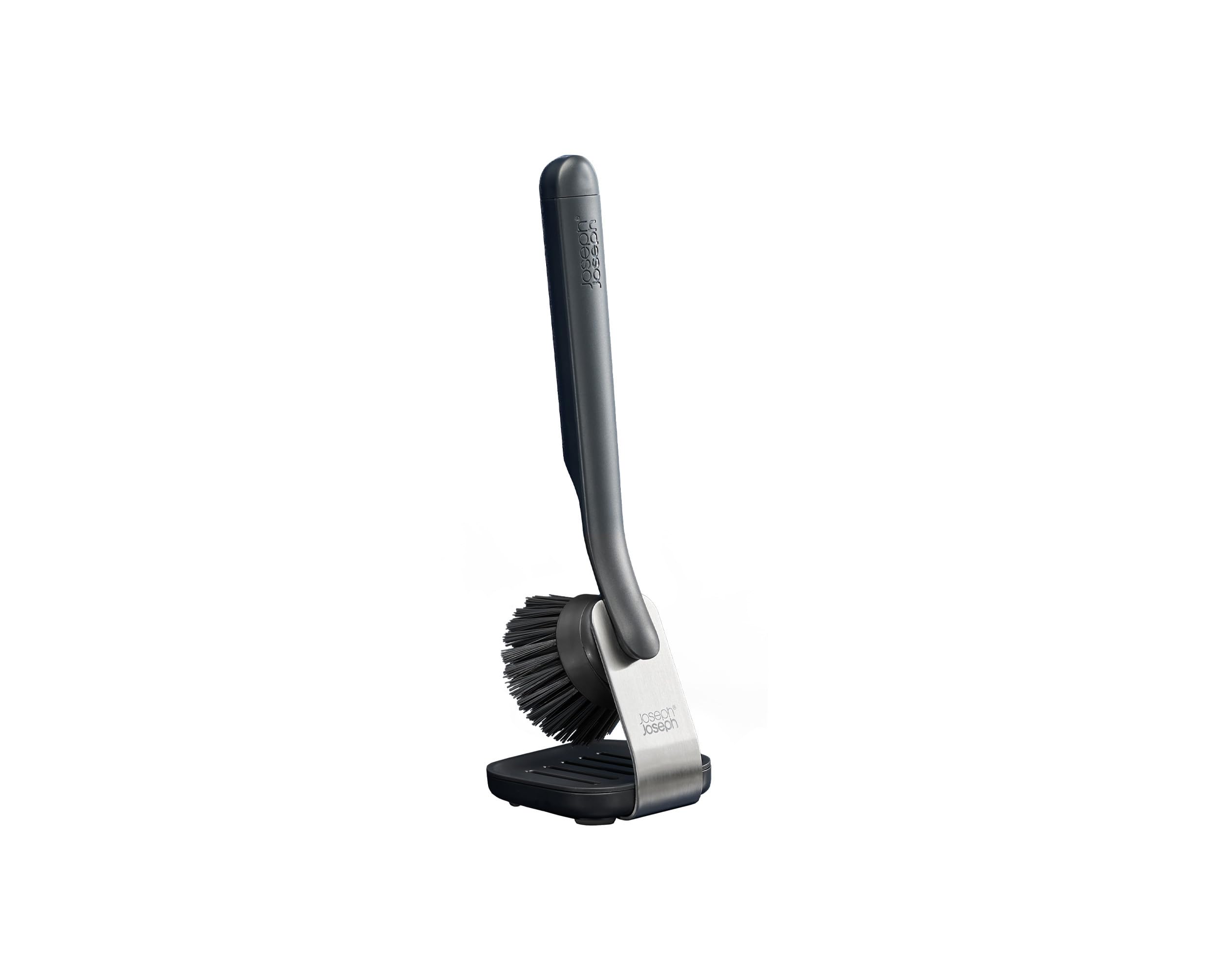 Joseph Joseph SinkTech Dish Brush with Replacement Head and Stainless-Steel Storage Stand Drip Tray