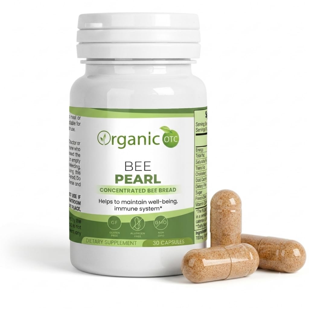 Bee Pearl Bee Bread Supplement - 700mg Freeze-Dried B.ee Bread Extract with Vitamin C, Naturally Fermented Pollen, Premium Vegetarian Capsules, Gluten Free - 30 Capsules