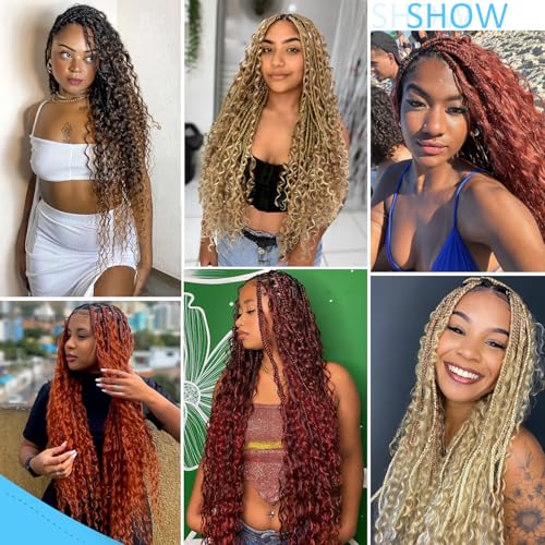 Human Braiding Hair - 22 Inch Blonde Deep Wave Bulk Hair for Braiding Boho & Micro Bohemian Braids - 100g