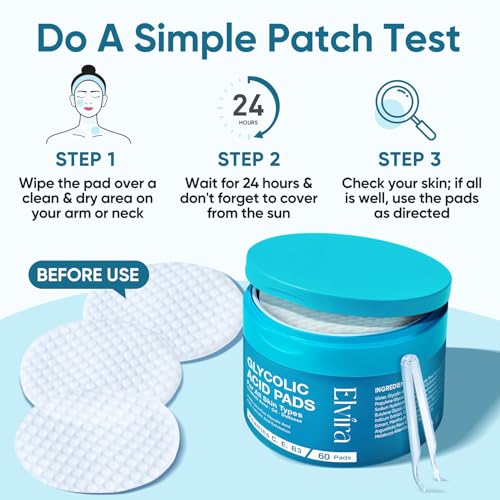 Elvira Korean Skincare Anti-Aging & Glycolic Acid Exfoliating Facial Pads With 10% Glycolic Acid, 2% Salicylic Acid & Niacinamide - 60 Toner Pads, Daily Peel Treatment for Acne Prone Sensitive Skin