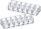 Amazing Abby - Charm - 2-Pack 12-Slot Acrylic Lipstick Organizer, Lipstick Holder, Lip Gloss Holder, Cosmetic Storage Display, Perfect Storage Solution for Drawer and Vanity (Slot Size: 0.9" x 0.9")