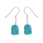 Turquoise Dangle Earrings, White Gold, 925 Sterling Silver