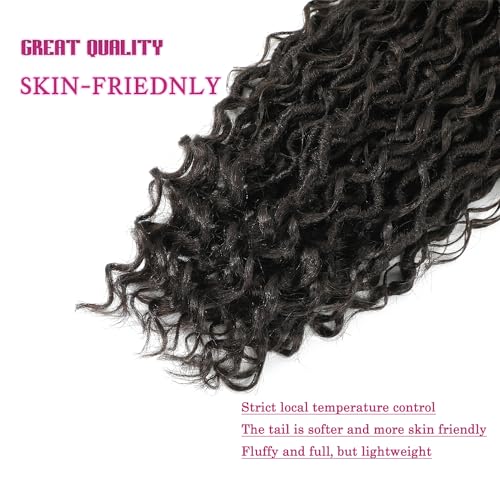 8 Packs Curly Boho Braids Faux Locs Crochet Hair, 18 Inch Goddess Locs Crochet Hair, Hippie Locs, Hair Extensions (18 Inch, 8 Packs, 4#)