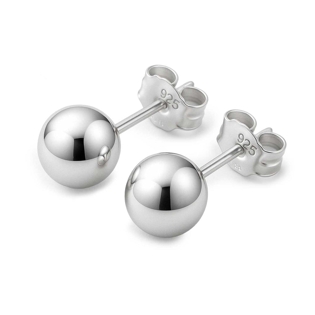 KEZEF 925 Sterling Silver Ball Stud Earrings for Women, 8mm