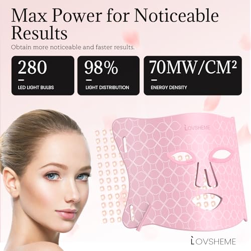 Red Light Therapy for Face, LED Face Mask Light Therapy Enhance Red Light Therapy Mask for Acne, Wrinkles, Skin Rejuvenation, Professional Grade Home Skincare, 3 Light Modes & Timing Settings