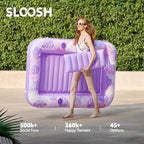 SLOOSH Inflatable Tanning Pool Lounger Float, 70" x 46" Pool Floats Adult with Pillow, 4 in 1 Suntan Tub Raft Floatie,Sunbathing Bed Lounge for Water Blow Up Kids Ball Pit Party Gifts, L-Purple