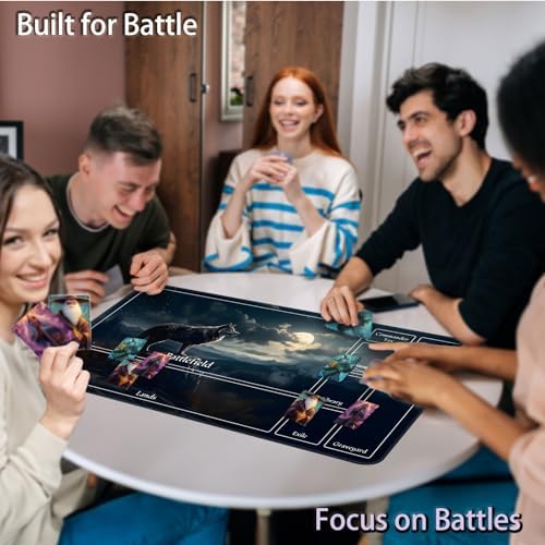 for MTG Game Playmat, for Magic TCG Rubber Play mat,Tabletop Card Playmats with Smooth Surface,Trading Card Inked Game Mat with New Zones,Battle Game,Sky Wolf