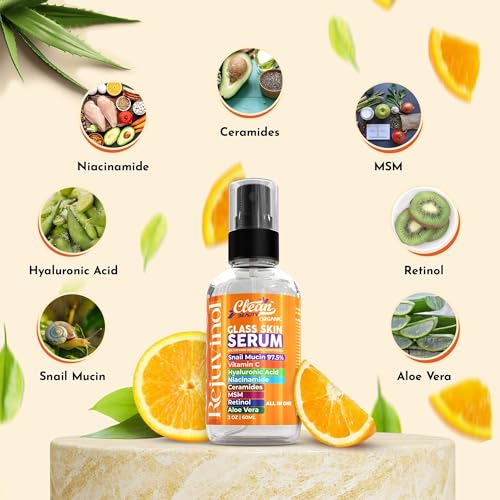 Snail Mucin Serum Vitamin C Face Serum Anti Aging with Hyaluronic Acid Niacinamide Retinol MSM Aloe Vera & Ceramides - Korean Skin Care Glass Skin Dark Spot Remover for Glowing Skin & Beauty (1 Pack)