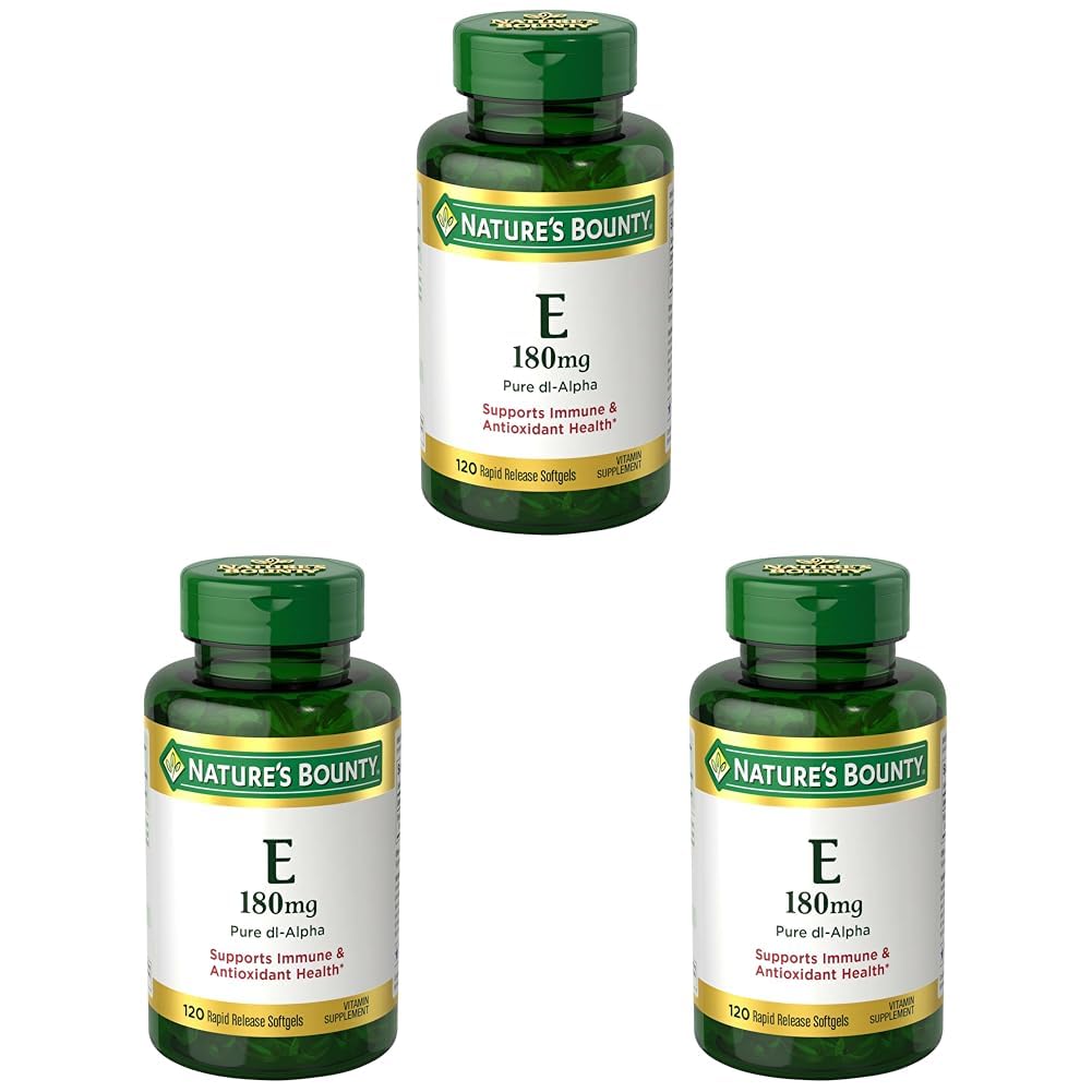 Nature's Bounty Vitamin E Pills and Supplement Softgels, Supports Antioxidant Health, 400iu, 120 Count (Pack of 3)