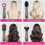 IG INGLAM 4 in 1 Blowout Brush, Negative Ion Detachable Hair Dryer & Styler Volumizer Hot Air Brush with 2 Styling Brush Heads, Silver