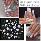 Flatback Nail Art Pearls Flower Bow Nail Charms with Nail Rhinestones Glue Gel Gold Silver Butterfly Nail Supplies Colorful Nail Pearls Rhinestones Gems for Women Acrylic Nail Decoratons