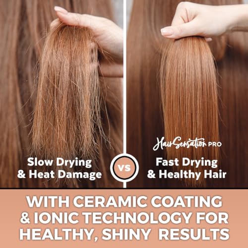 Hair Dryer Brush, 4 in 1 Styling Tools with ION Generator and Ceramic Coating for Fast Drying, Perfect One Step Hair Dryer and Volumizer for All Hair Types, Rose Gold Volumizer
