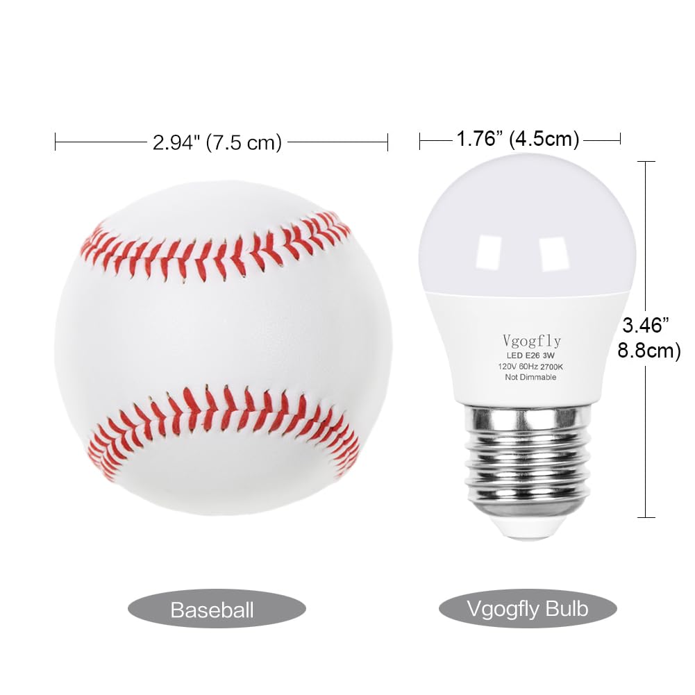 Vgogfly LED Bulb 3W 25 Watt Equivalent Light Bulbs Night Stand Table Lamp Warm White 2700K LED Energy Saving E26 Medium Screw Base for Home Light 4 Pack
