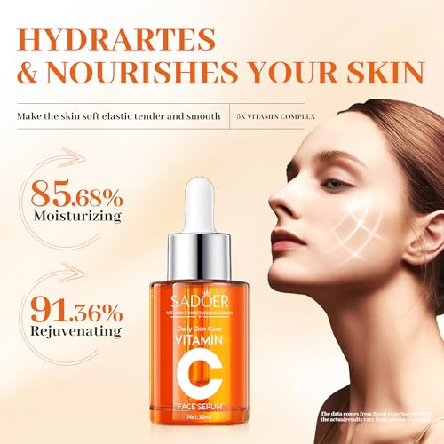 Advanced Vitamin C Gloss Serum - Stabilized Complex with Hyaluronic Acid & Centella | Hydrating Facial Essence for Dullness & Uneven Texture, Sensitive Skin-Friendly Formula, 1 fl oz