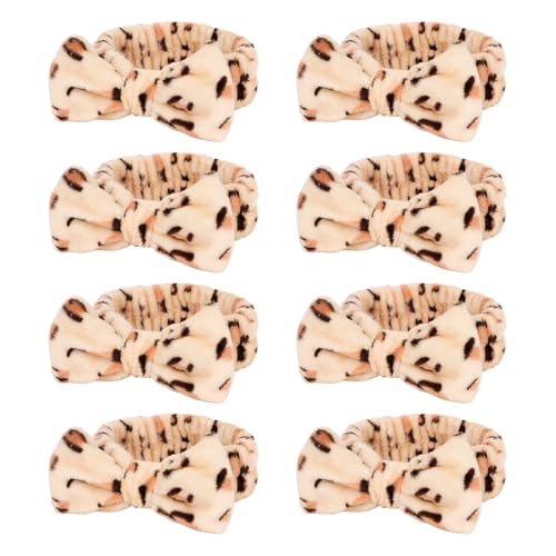 Semato Bachelorette Party Favor Set - Bride and Bridesmaid Spa Headbands, Skincare Head Bands for Women, Cute Bow Party Supplies (Leopard)