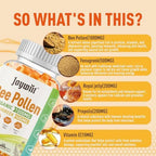 Bee Pollen 1000mg Sugar Free Gummies for Breast Growth, w/Fenugreek, Royal Jelly, Propolis, Organic Bee Pollen Supplement for Women, Rich in Vitamin E, Strengthen Immunity & Skin Care