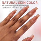 BTArtbox XCOATTIPS Gel Nail Kit - Long Square Nail Tips with Gel Glue, Top Coat, Nail Lamp, Brown Pre-colored Gel Nails, One-Step Fake Nails Kit for Nail Art DIY