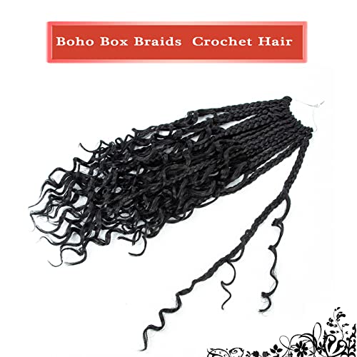 Liang Dian 8 Packs Box Braids Crochet Hair with Curly Ends 24 Inch Boho Crochet Hair Box Braids Goddess Braids Pre looped Crochet Hair for Black Women (24 Inch 1B)