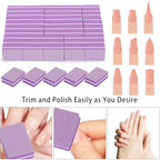 102pcs Toe Separators Set - Premium Pedicure Tool Super Soft Pedicure Toe Separator- Mini Nail Buffer Block File 80/100 Grit 2 Sided, Purple