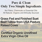 Whipped Tallow Balm for Skin, 100% Grass Fed Beef Tallow Face Moisturizer - Organic Body Butter, Beef Tallow for Skin, Eczema, Baby, Made in USA, Unscented, 2 oz