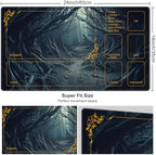 for MTG Playmat with Zones 24 x 14 inches for TCG Playmats Non-Slip Rubber Base Commander Play Mat for Magic The Gathering Playmat Iorcana Trading Card Game, Strange Mysterious Dark Forest