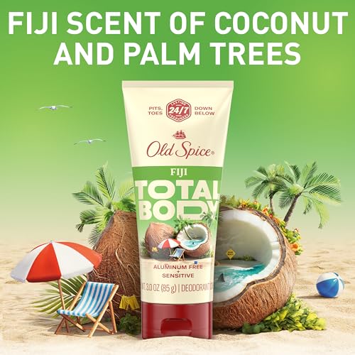 Old Spice Whole Body Deodorant for Men, Total Body Deodorant, Fiji Scent, Aluminum Free Deodorant Cream for 24/7 Freshness // Dermatologist Tested Whole Body Deodorant, 3.0 oz