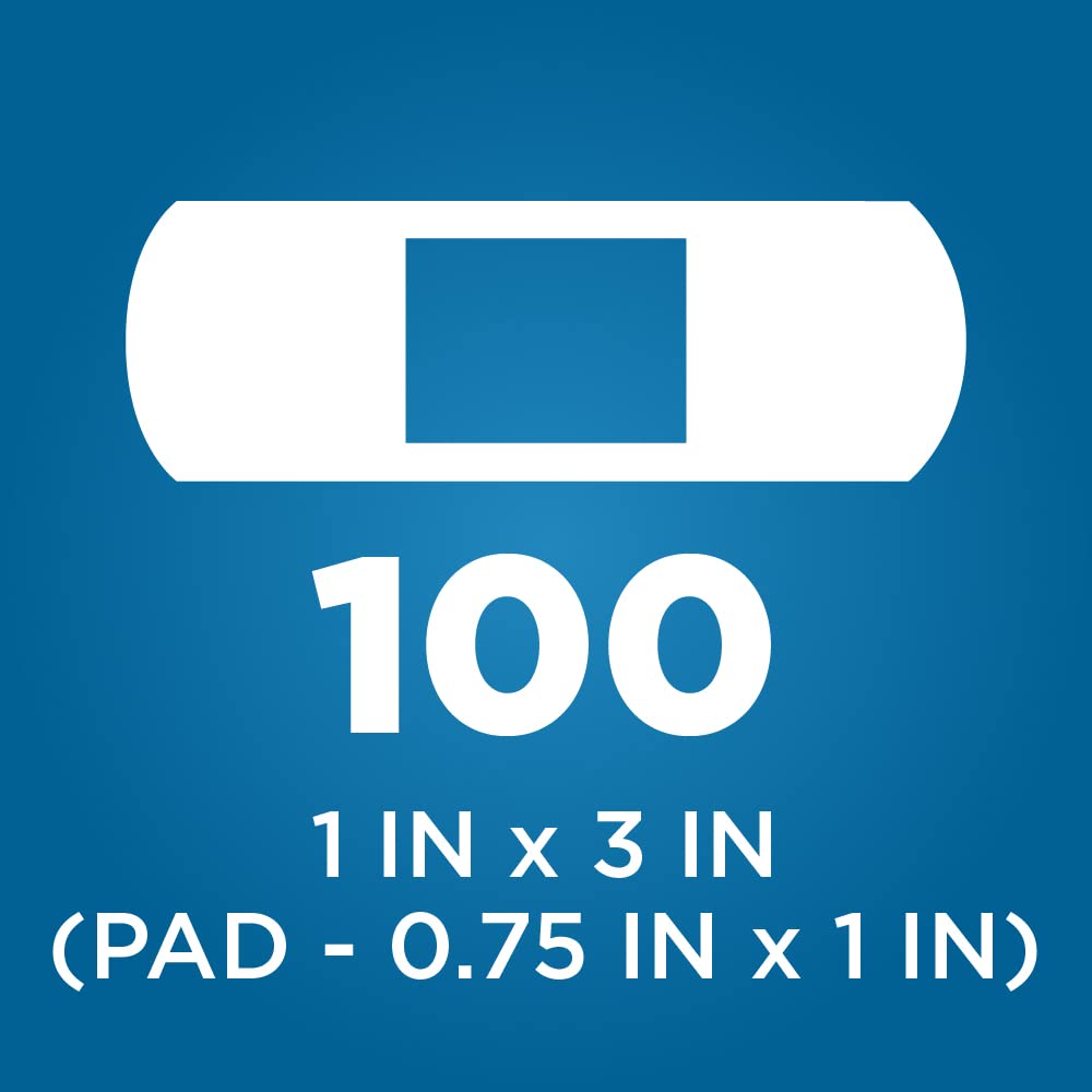 Amazon Basic Care Adhesive Bandages, Flexible Fabric, 100 Count | Pack of 3 | All-One Size | First Aid