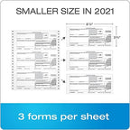 Adams 1099 NEC 3 Up 2021 Continuous Forms, 4 Part Carbonless Forms, for Pin Fed Dot Matrix Printers, with 3 1096, 20 Pack (TXA2299-NEC21)