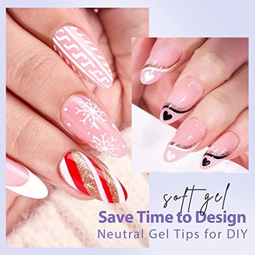 BTArtbox XCOATTIPS Natural Nail Tips - Medium Almond Press On Nails Pink, Long Lasting Soft Gel Nails False Nail, Soak Off Acrylic Fake Nails Extensions for Nail Art DIY Women
