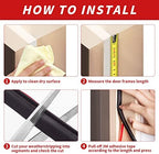 50 Feet D-Shape Rubber Weather Stripping Door Seal Strip, Fingwerk Self-Adhesive Backing Door Weatherstripping for Door Frame Insulation Large Gap, Easy Cut to Size(Black)