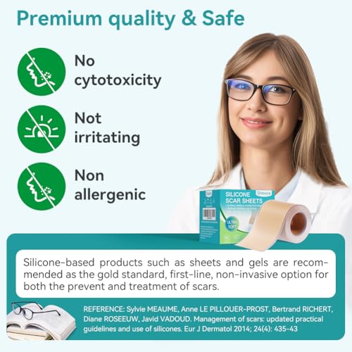 Dimora Medical Grade Silicone Scar Sheets - Ultra Soft Silicone Scar Tape (1.6”x120" Roll), Waterproof Scar Treatment for Surgical Scars, C Section, Tummy Tuck, Keloid Treatment